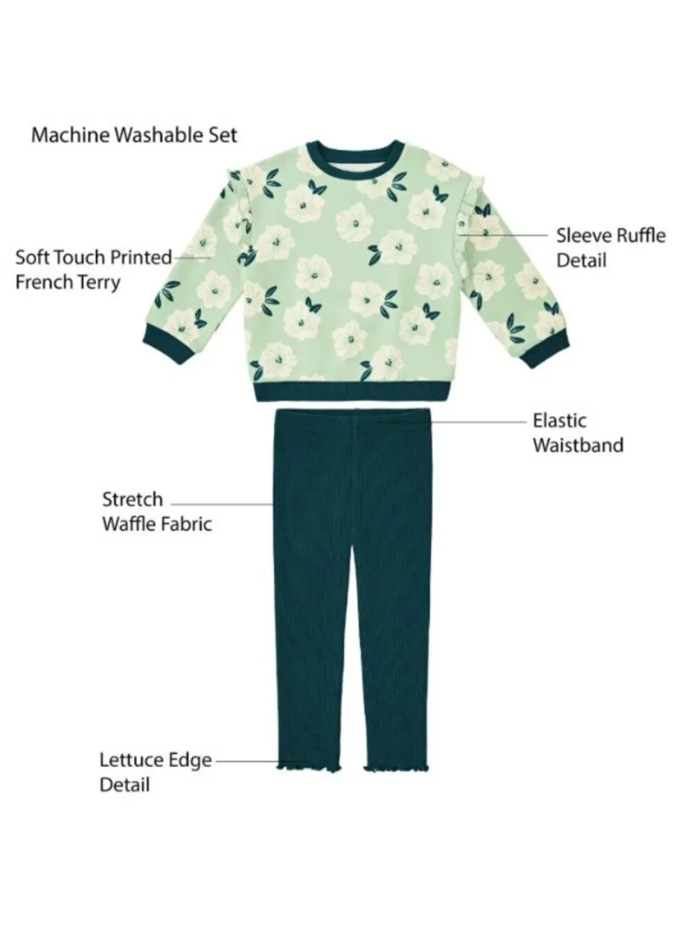 Member's Mark Girl's 2-Piece Long-Sleeve Shirt Jogger Playwear Set -Size 2T